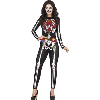 Karnevalový kostým Guirca Dámsky kostým - Kostra s kvetmi Velikost - dospělý: L