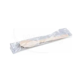 Jednorázové nádobí Lžíce dřevěná 16cm jednotlivě balená v PP fólii 100 ks