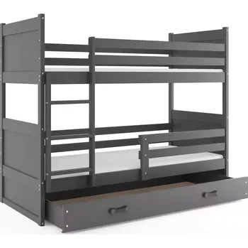 Postel BMS GROUP Dětská patrová postel Rico - 2 osoby, 80x190 s úložným prostorem bez matrace – Grafit, Grafit, Grafit