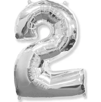 Balónek Číslice "2", stříbrná, zn. FlexMetal, 82 cm