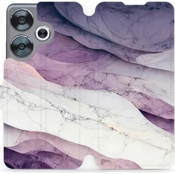 Pouzdro na mobilní telefon Flipové pouzdro Mobiwear - Xiaomi Poco F6 5G - VP31S Bílý a fialový mramor (Knížkové flip pouzdro, obal, kryt na mobil Xiaomi Poco F6 5G - VP31S Bílý a fialový mramor, materiál Umělá kůže + TPU - ochrana 360°, stojánek, silikonová vanička, magnetické)