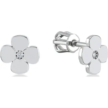 Náušnice Lillian Vassago Zlaté peckové náušnice čtyřlístky se zirkony LLV11-GER031W