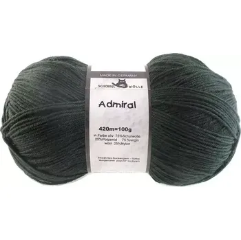 Příze Schoppel Wolle Admiral 6373 Oliv (Ponožková příze Admiral 6373 Oliv)