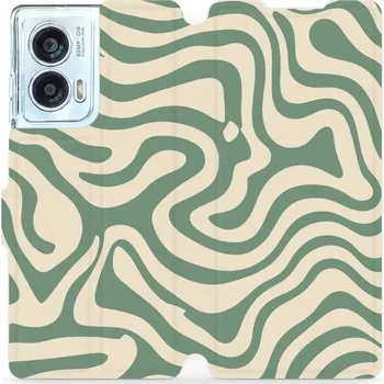 Pouzdro na mobilní telefon Flipové pouzdro Mobiwear - Motorola Edge 50 Fusion - VA57S Zelené a béžové zkrouceniny (Knížkové flip pouzdro, obal, kryt na mobil Motorola Edge 50 Fusion - VA57S Zelené a béžové zkrouceniny, materiál Umělá kůže + TPU - ochrana 360°, stojánek, silikonová)