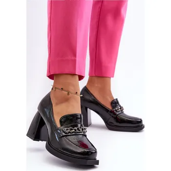 Dámské lodičky Lakované lodičky na robustním podpatku Terimene Barva: Černá, Velikost: 39