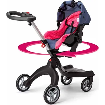 Kočárek pro panenku Woody Chichi Cats s autosedačkou 2v1 modrý/růžový