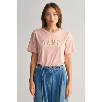 Dámské tričko TRIČKO GANT REL LOGO C-NECK T-SHIRT DUSTY ROSE