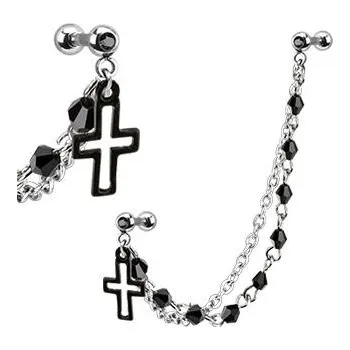 Piercing Cartilage piercing do ucha s řetízkem s korálky