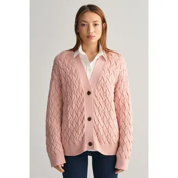 Dámský svetr KARDIGAN GANT TEXTURED COTTON CARDIGAN DUSTY ROSE