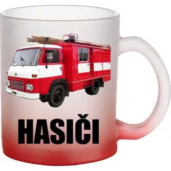 AVIA A31 DA 12 skleněný hrneček HASIČI (hrneček s hasičským autem matné sklo )