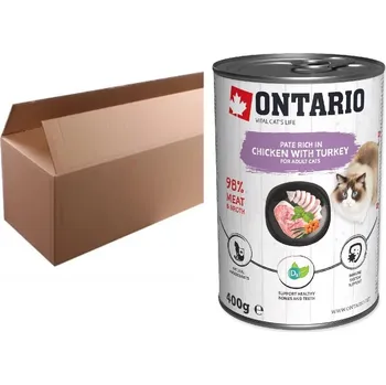 Krmivo pro kočku Konzerva ONTARIO kuřecí paté s krůtou 400g bal. 6x400g