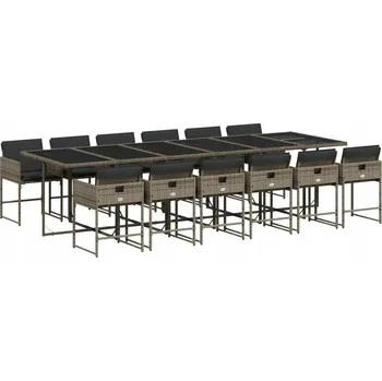 Zahradní sestava VidaXL 13dílná zahradní sedací souprava s polstry, šedý PE ratan