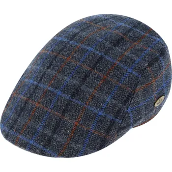 Čepice Fiebig - Headwear since 1903 Pánská kostkovaná modrá vlněná bekovka - Fiebig - Vlna Merino Velikost: 55 cm (S)