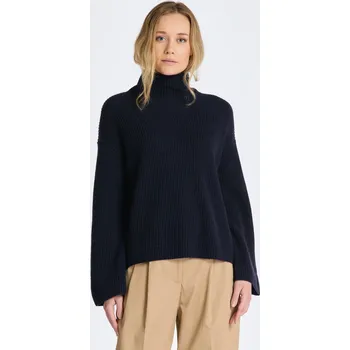 Dámský svetr SVETR GANT WOOL RIBBED STAND COLLAR EVENING BLUE
