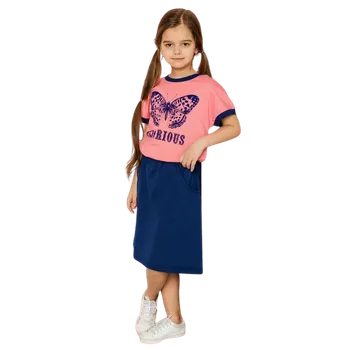 Dívčí šaty Winkiki Dívčí šaty GLORIOUS s motýlem růžovomodré Barva: Růžovomodrá, Velikost: 146