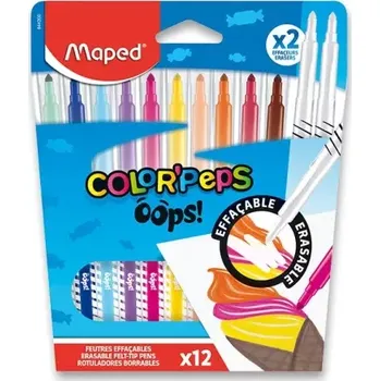 Dětské fixy Maped Color´Peps Oops – 12 barev + 2 zmizíky