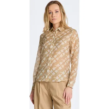 Dámská košile KOŠILE GANT REG G PATTERN COT SILK SHIRT DARK KHAKI