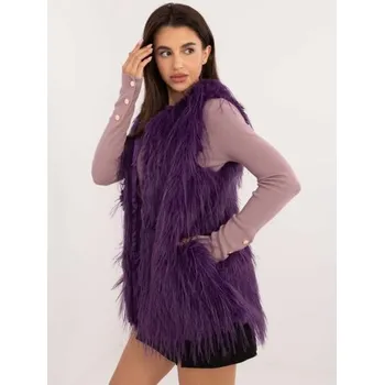 Dámská vesta s kapsami kožešinová tmavě fialová