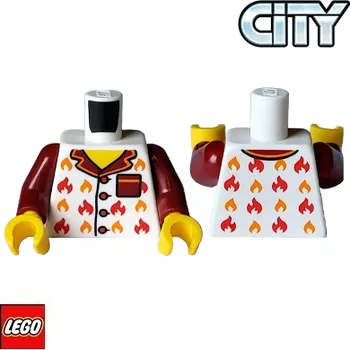Stavebnice LEGO LEGO® Dílky na figurky LEGO Tělo potištěné Ohnivé Tričko / Bílé / Torso - 2024 973pb5528c01