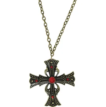 Karnevalový doplněk Gotický křížový náhrdelník s rubínem