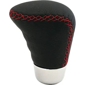 Hlavice řadicí páky Hlavice řadící páky kožená černá s červeným obšitím, 01458