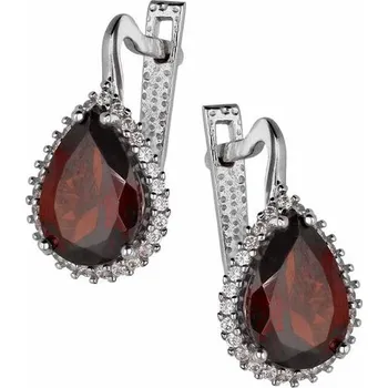 Náušnice Zlaton Náušnice bílé zlato visací kapka s kamenem 1.8cm 3.8g 000130907248