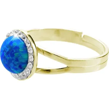 Prsten Pozlacený prsten tmavě modrý opál se Swarovski Elements Dark Blue