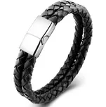 Troli Dvojitý černý náramek z proplétané kůže Leather + 2 měsíce na vrácení zboží