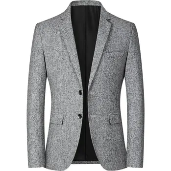 Pánské sako Pánské melanžové sako blazer Barva: Šedá, Velikost: 4XL