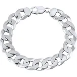 Stříbrný masivní pánský náramek CURB Pancer 12 mm - rhodiovaný varianta 24 cm