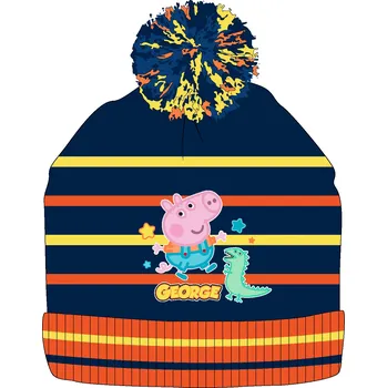 Módní doplněk Eplusm Chlapecká čepice PEPPA PIG s bambulí modrooranžová Barva: Modrooranžová, Velikosti: 54