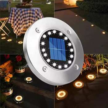 Venkovní osvětlení LED solární zahradní světlo k zapíchnutí do země 16 LED ⌀11,5cm nerez