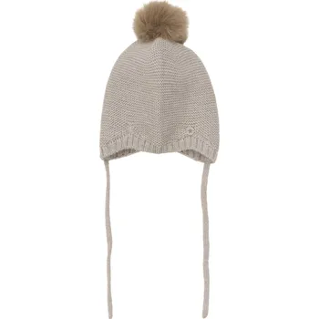 Kojenecké oblečení Merino čepička s bambulkou Bonnet Soft "Camel Melange" HUTTEliHUT VELIKOST: 9-12 měsíců