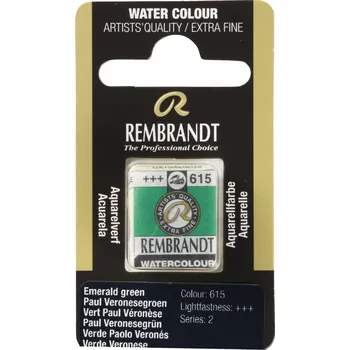 Vodová barva Akvarelová barva v půlpánvičce Rembrandt - 615 Emerald Green