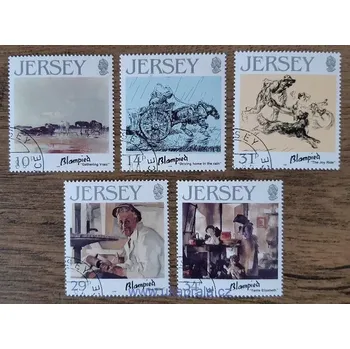 Poštovní známka Jersey raz. 388/92 umění, malířství, r. 1986