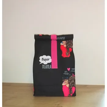 Svačinový box Pytlík na svačinu SUPER MÁMA tmavovláska