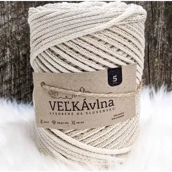 Příze Velká vlna Špagát 5mm Bez s lurexem (Špagátová příze 5mm Vianočná Baza)