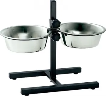 Miska pro psa Papillon Pet Products Double Dinner H-Standard stojan posuvný + nerezové misky