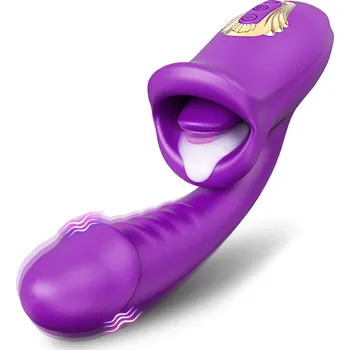 Vibrátor SuperLove Cum with Me Dual Vibrator with Tongue Purple