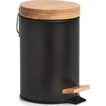 ZELLER Odpadkový koš koupelnový kov-bambus 3l, černý 16,8x24 cm
