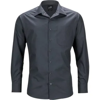 Pánská košile James & Nicholson (Daiber) Pánská košile s dlouhým rukávem JN642 - Tmavě šedá | 6XL