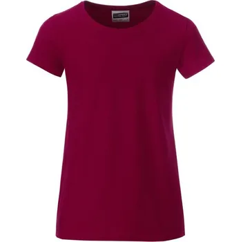 Dívčí tričko James & Nicholson (Daiber) Klasické dívčí tričko z biobavlny 8007G - Vínová | M