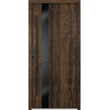 Vchodové dveře Kovové vchodové dveře S68 Clear 90P ořech otevírání dovnitř