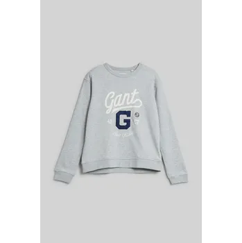 Dívčí mikina MIKINA GANT RELAXED GRAPHIC SWEAT C-NECK LIGHT GREY MELANGE
