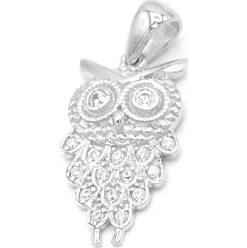 Přívěsek Přívěsek z bílého zlata, sova zdobená se zirkony 1,20g