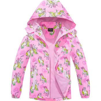 Dívčí bunda Dívčí podzimní bunda, zateplená - KUGO B2990, světle růžová / jednorožci Barva: Růžová, Velikost: 146