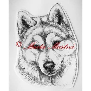 Samolepka husky sibiřský - archiv c115 - Malá - přibližně jako pohlednice