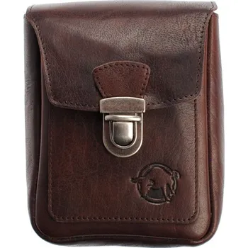 Pouzdro na brýle Tmavě hnědá kožená kapsa na opasek Divoký býk z měkké kůže