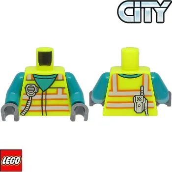 Stavebnice LEGO LEGO® Dílky na figurky LEGO Tělo potištěné Pracovní Reflexní Vesta, Elektrikář / Neonově-Žluté / Torso 973pb4780c01