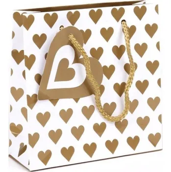 Dárková taška TASKA PAP.DARK.15,5X15,5 BIL-ZLA SRDCE